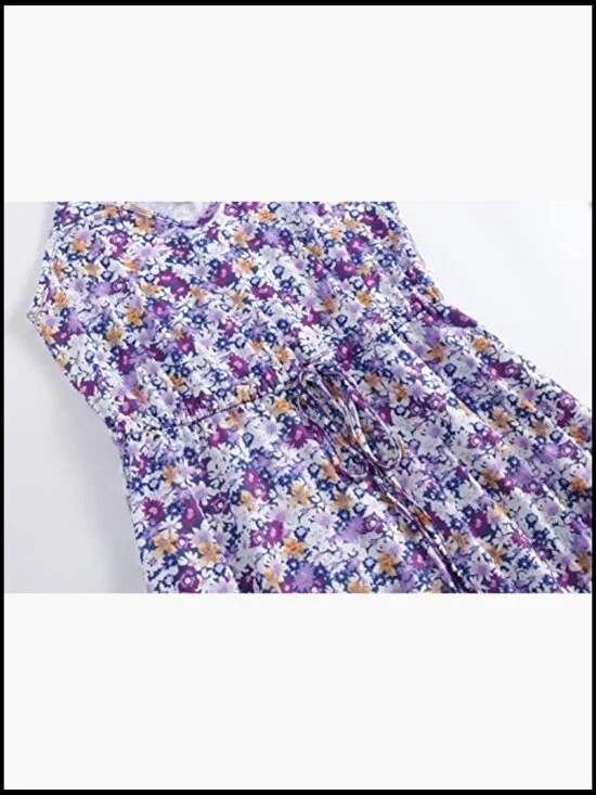 Cotton Blend A-Line Sun Dress with Pockets and Adjustable Waist - Picture 5 of 7